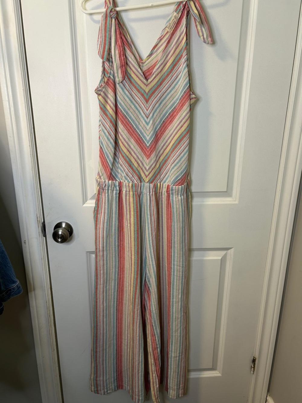 127. Just Living Multicolor Striped Tie-Shoulder Jumpsuit